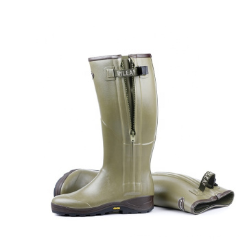 Waterproof  Rubber Boots With PVC Fabric At Top Ykk Side Zipper